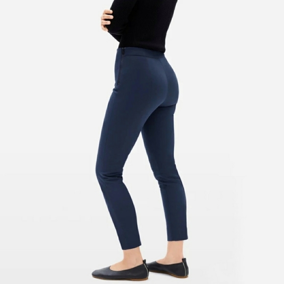Everlane Side Zip Stretch Cotton Navy Cropped Pants - Picture 2 of 6
